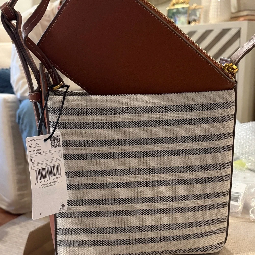 Mango Stripe Printed Shopper Bag/NWT - Picture 6 of 14